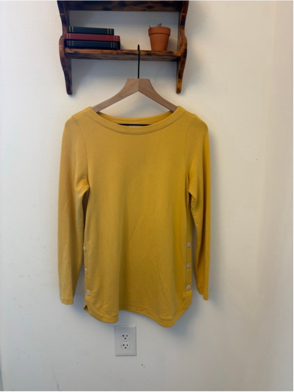 J.Jill Luxe French Terry Side Button Tunic XS Yellow Soft Stretch